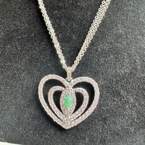 Heart Pendant With 3 strand Necklace with Turquoise in Heart